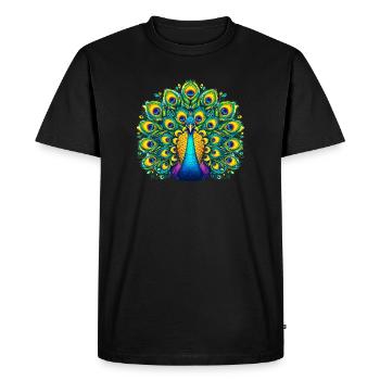 Peacock - Men's Premium Organic T-Shirt - black - Front - Nico (187cm)