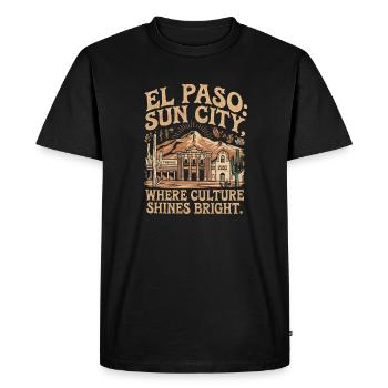 EL PASO : UNE VILLE ENSOLEILLÉE OÙ LA CULTURE BRILLE - T-shirt Premium bio Homme - noir - Devant - Nico (187cm)