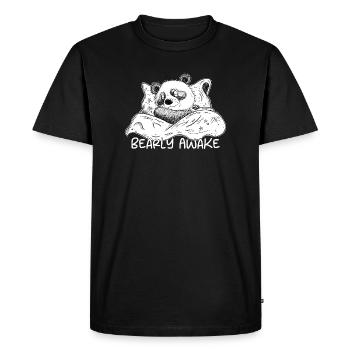 L’ours panda dort en disant Réveillez-vous tôt - T-shirt Premium bio Homme - noir - Devant - Nico (187cm)