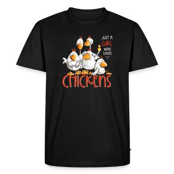Juste une fille qui aime les poulets Fan de poulets de poulet - T-shirt Premium bio Homme - noir - Devant - Nico (187cm)