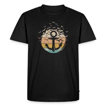 Ancre rétro capitaine bateau bateau icône vintage - T-shirt Premium bio Homme - noir - Devant - Nico (187cm)