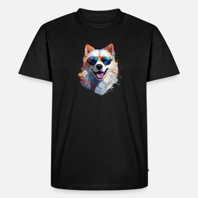 Samojede mit Sonnenbrille - Männer Premium Bio T-Shirt - Schwarz