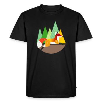 Fox motif – peace and nature in a geometric style - Men's Premium Organic T-Shirt - black - Front - Nico (187cm)