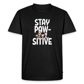 Stay Pawsitive Cats Équipe Chats Dire - T-shirt Premium bio Homme - noir - Devant - Nico (187cm)