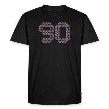 90. 90 ANS. 90e ANNIVERSAIRE. ANNIVERSAIRE 90 ANS. - T-shirt Premium bio Homme - noir - Devant - Nico (187cm)
