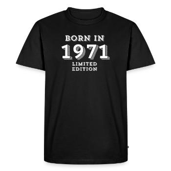 1971, année de naissance, born in 1971 - T-shirt Premium bio Homme - noir - Devant - Nico (187cm)