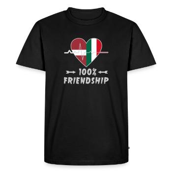 100 % amitié entre la Lettonie et l'Italie - T-shirt Premium bio Homme - noir - Devant - Nico (187cm)