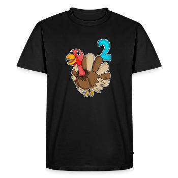 2 Birthday Motif Turkey Bird - Two Years Old - Men's Premium Organic T-Shirt - black - Front - Nico (187cm)