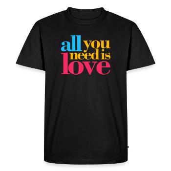 Tout ce dont vous avez besoin, c’est d’amour - T-shirt Premium bio Homme - noir - Devant - Nico (187cm)
