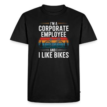 Employé d’entreprise qui aime les vélos - T-shirt Premium bio Homme - noir - Devant - Nico (187cm)