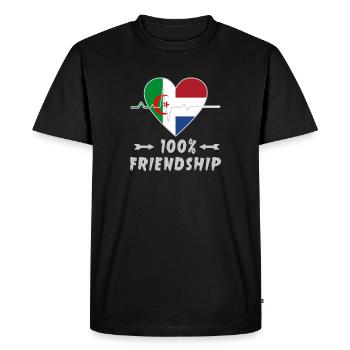 100 % amitié entre l'Algérie et les Pays-Bas - T-shirt Premium bio Homme - noir - Devant - Nico (187cm)