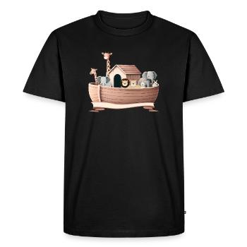 Cute Animal Illustration – Noah's Ark with Animals - Men's Premium Organic T-Shirt - black - Front - Nico (187cm)