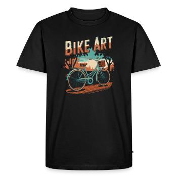 Vintage Bike Art Sunset Scene - Men's Premium Organic T-Shirt - black - Front - Nico (187cm)