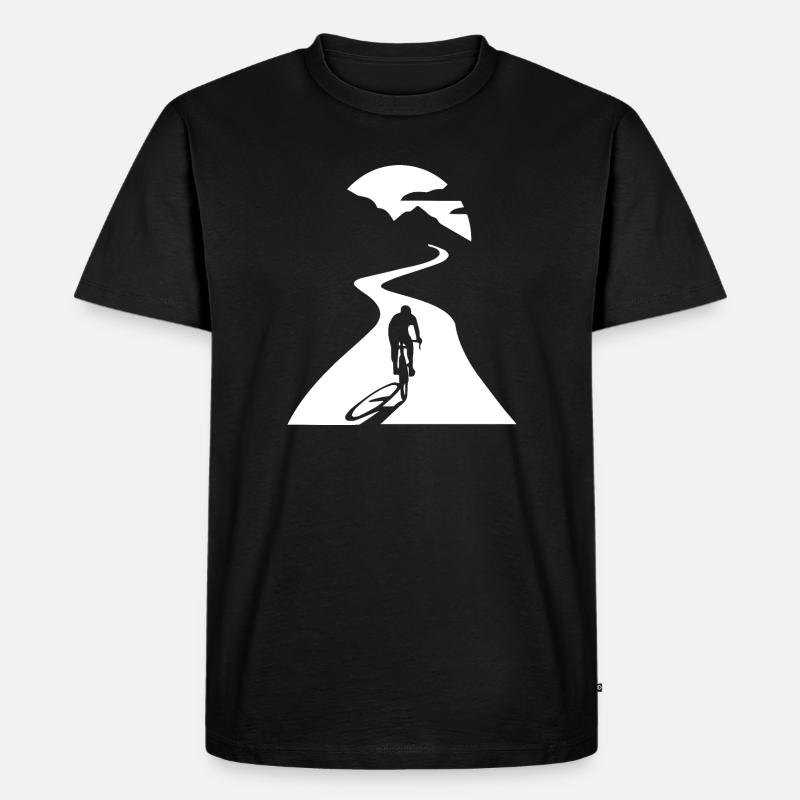 Radfahrer bei Mondschein - Männer Premium Bio T-Shirt - Schwarz