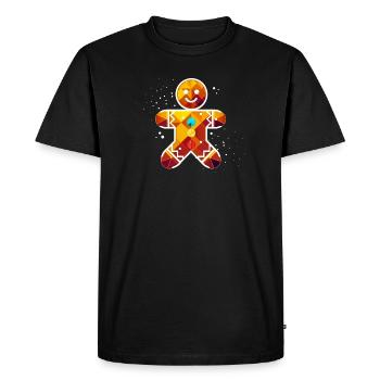 Homme en pain d’épice coloré - Design de Noël coloré - T-shirt Premium bio Homme - noir - Devant - Nico (187cm)