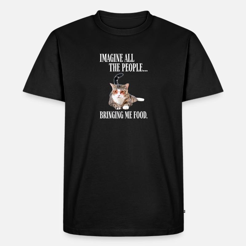 Katze mit Brille - Männer Premium Bio T-Shirt - Schwarz