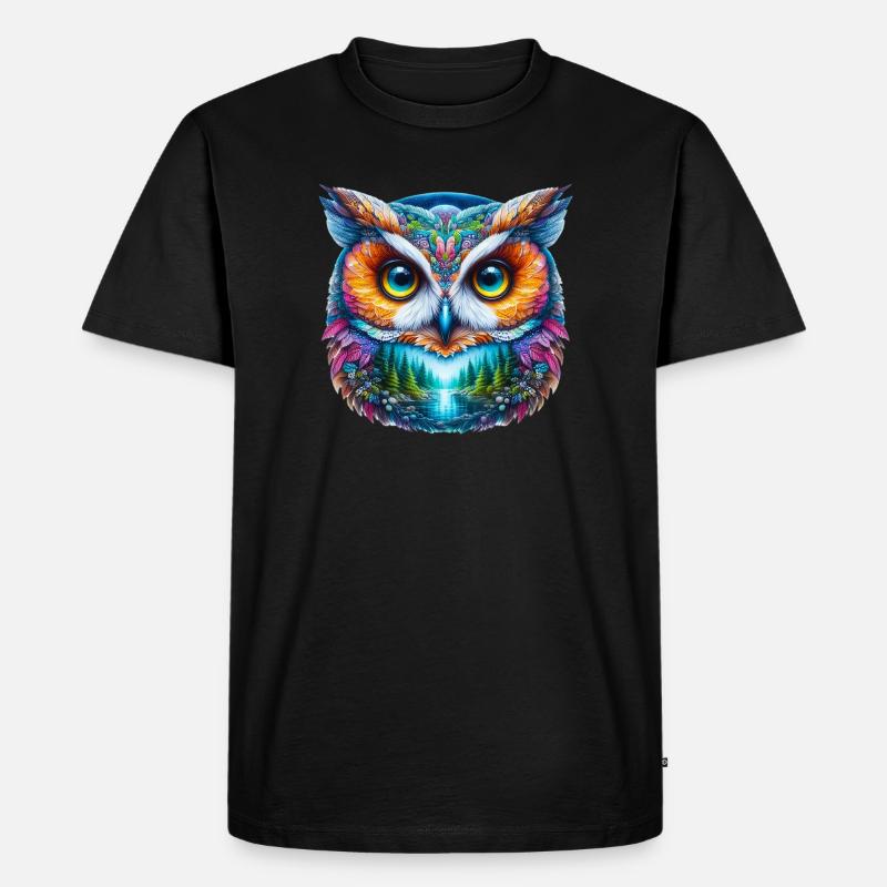 Eule - Männer Premium Bio T-Shirt - Schwarz