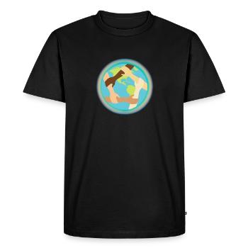 Unité mondiale et entraide - T-shirt Premium bio Homme - noir - Devant - Nico (187cm)