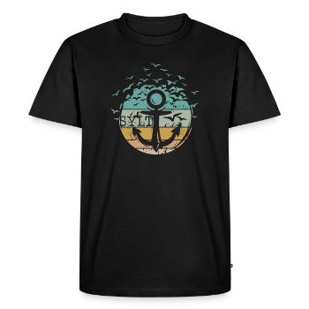 Ancre rétro Sylt oiseau mouettes vintage île mer - T-shirt Premium bio Homme - noir - Devant - Nico (187cm)