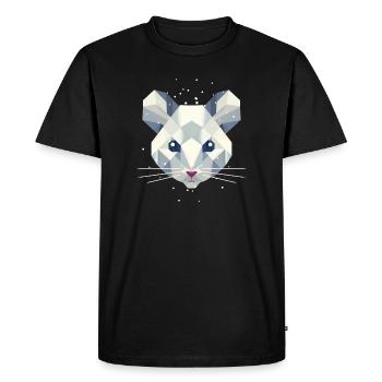 Souris des neiges géométrique - Portrait d’animal d’hiver - T-shirt Premium bio Homme - noir - Devant - Nico (187cm)