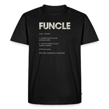 Funcle Typography Tee Design - Men's Premium Organic T-Shirt - black - Front - Nico (187cm)