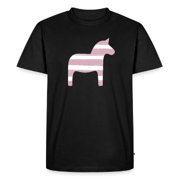 Dala Horse Stripe Pink Girl Scandinavian Decoration - Men's Premium Organic T-Shirt - black - Front - Nico (187cm)