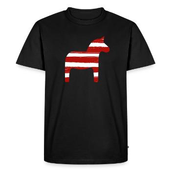 Dala Horse Stripes Christmas Scandinavia Decoration - Men's Premium Organic T-Shirt - black - Front - Nico (187cm)