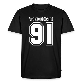 TECHNO 91 - T-shirt Premium bio Homme - noir - Devant - Nico (187cm)