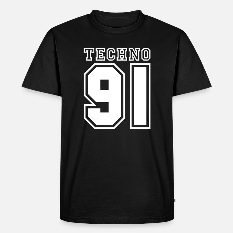 TECHNO 91 - Männer Premium Bio T-Shirt - Schwarz