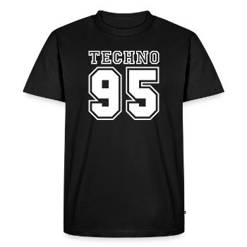 TECHNO 95 - T-shirt Premium bio Homme - noir - Devant - Nico (187cm)
