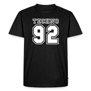 TECHNO 92 - T-shirt Premium bio Homme - noir - Devant - Nico (187cm)
