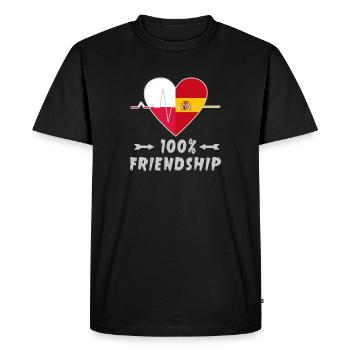 100 % amitié entre la Pologne et l'Espagne - T-shirt Premium bio Homme - noir - Devant - Nico (187cm)
