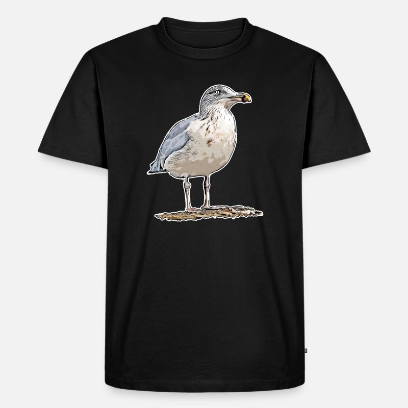 Möwe - Männer Premium Bio T-Shirt - Schwarz