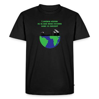 Planet Earth - Men's Premium Organic T-Shirt - black - Front - Nico (187cm)