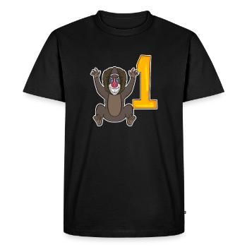 Number 1 Number One - Monkey Motif - Men's Premium Organic T-Shirt - black - Front - Nico (187cm)