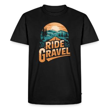 Ride Gravel Sunset - Men's Premium Organic T-Shirt - black - Front - Nico (187cm)