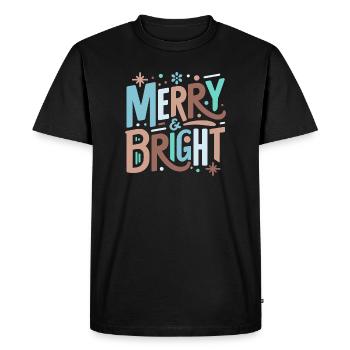 Typographie festive joyeuse et lumineuse - T-shirt Premium bio Homme - noir - Devant - Nico (187cm)