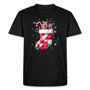 Colorful Christmas stocking full of gifts - Men's Premium Organic T-Shirt - black - Front - Nico (187cm)
