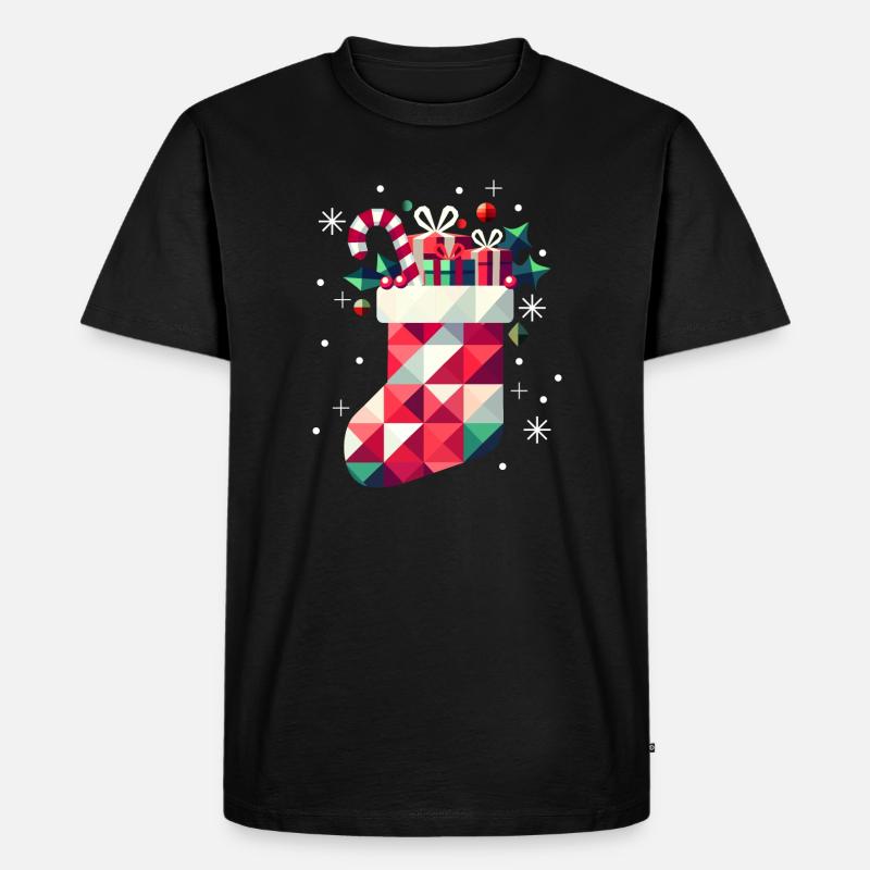Bunter Weihnachtsstrumpf voller Geschenke - Männer Premium Bio T-Shirt - Schwarz