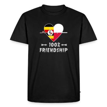 L'Ouganda et la Pologne : amitié à 100 % - T-shirt Premium bio Homme - noir - Devant - Nico (187cm)
