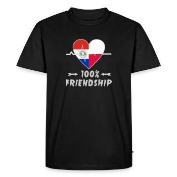 100 % amitié entre le Paraguay et la Pologne - T-shirt Premium bio Homme - noir - Devant - Nico (187cm)