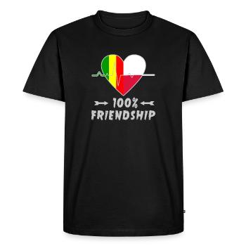 100 % amitié entre le Mali et la Pologne - T-shirt Premium bio Homme - noir - Devant - Nico (187cm)