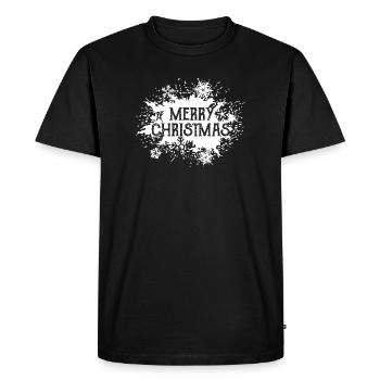 flocon de neige Noël Police Nuage d’hiver Logo - T-shirt Premium bio Homme - noir - Devant - Nico (187cm)
