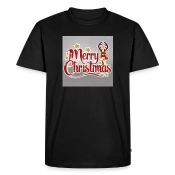Merry Christmas Reindeer Glitter Script - Men's Premium Organic T-Shirt - black - Front - Nico (187cm)