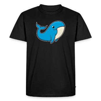 Image joyeuse d’une baleine bleue - T-shirt Premium bio Homme - noir - Devant - Nico (187cm)