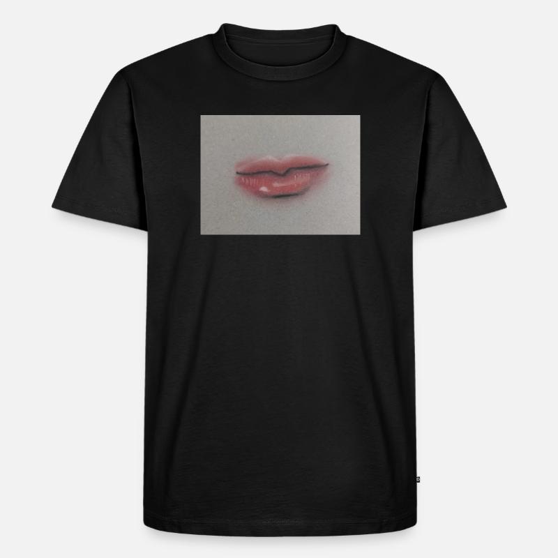 Expressive Lippenkunst auf Graufolie - Männer Premium Bio T-Shirt - Schwarz