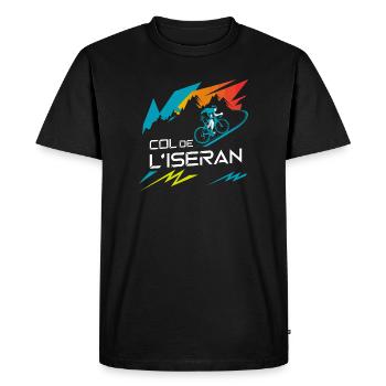 Col de l’Iseran Cycling Art - Men's Premium Organic T-Shirt - black - Front - Nico (187cm)