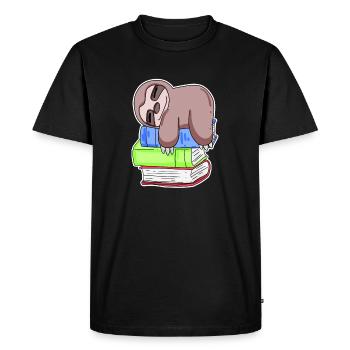 Sloth Book Books Reading - Men's Premium Organic T-Shirt - black - Front - Nico (187cm)