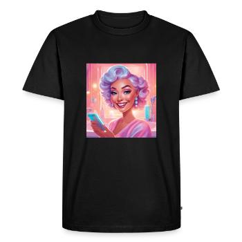 Portrait de femme rétro avec cheveux pastel - T-shirt Premium bio Homme - noir - Devant - Nico (187cm)