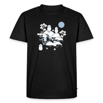 Singes frissonnants dans une source chaude l blanc bleu marine - T-shirt Premium bio Homme - noir - Devant - Nico (187cm)